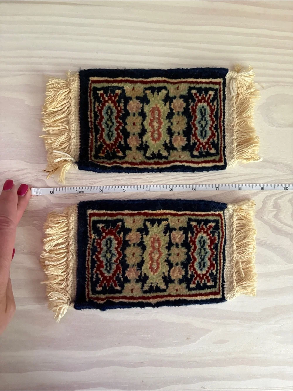 Pair of 1:12 Vintage Dollhouse Miniature Hand Woven Rugs (Set #2)